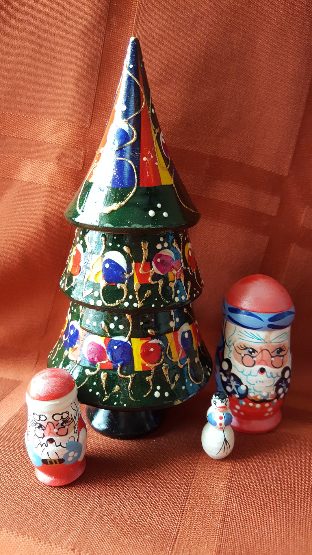 Christmas Tree Nesting Doll Set 4pc./5 in. Russian Memories Russian Memories Authentic